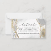 White, Gold & Grey Mist Agate Details Note Kaart Notitiekaartje (Voorkant)