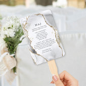 White, Gold & Grey Mist Agate Wedding Program Handwaaier