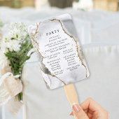 White, Gold & Grey Mist Agate Wedding Program Handwaaier