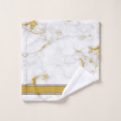 White Gold Grey Monogram Name Marble Custom Bad Handdoek (Wasdoekje)