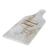 White Gold Grey Monogram Name Marble Snijplank (Hoek)