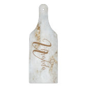 White Gold Grey Monogram Name Marble Snijplank (Voorkant)