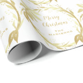 White Gold Hand Lettered Kerstmis Wreater Cadeaupapier (Rol Hoek)