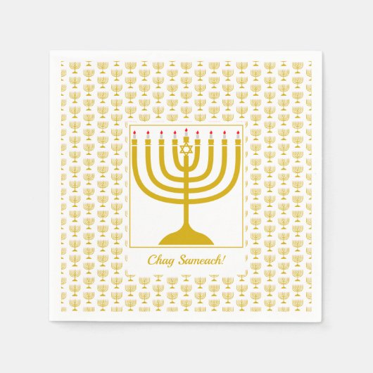 White Gold  | Hanukkah | MENORAH Servet (Voorkant)