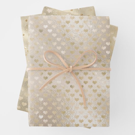 White Gold Hearts    Inpakpapier Vel (In situ)