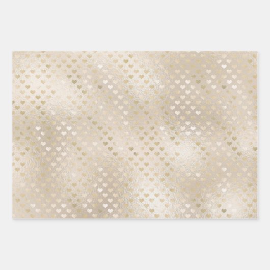 White Gold Hearts    Inpakpapier Vel (Voorkant)