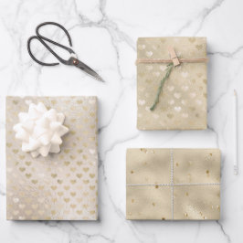White Gold Hearts    Inpakpapier Vel