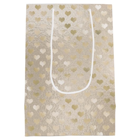 White Gold Hearts       Medium Cadeauzakje (Achterkant)