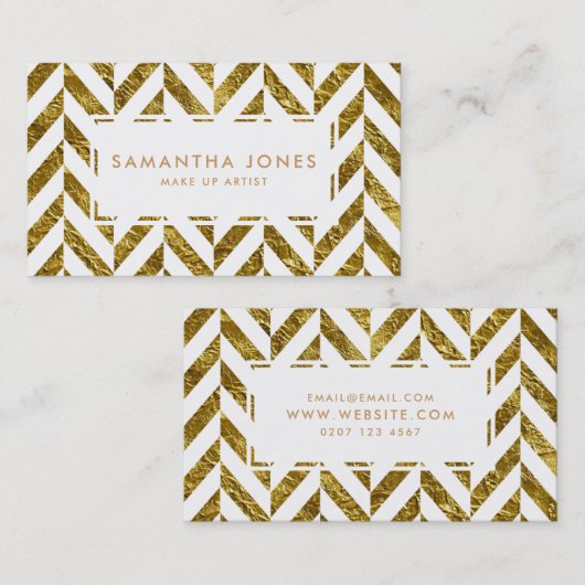 White Gold Herringbone Pattern make up Artist Visitekaartje (Voorkant / Achterkant)