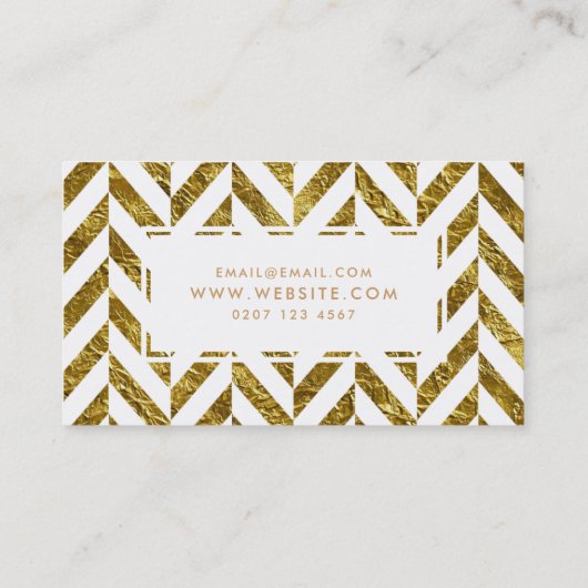 White Gold Herringbone Pattern make up Artist Visitekaartje (Achterkant)