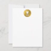 White & Gold Hexagon Pattern Monogram Initiaal Notitiekaartje (Voorkant)