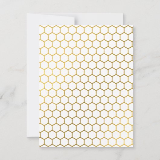 White & Gold Hexagon Pattern Monogram Initiaal Notitiekaartje (Achterkant)