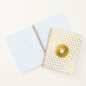 White & Gold Hexagon Pattern Monogramed Initiaal Notitieboek (Binnen)