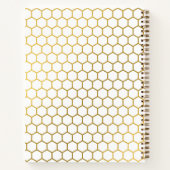 White & Gold Hexagon Pattern Monogramed Initiaal Notitieboek (Achterkant)
