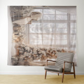 White & Gold Holiday Photo Scene Backdrop Wandkleed (In Situ (horizontaal))