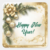 White Gold Holidays Vintage Vierkante Sticker (Voorkant)