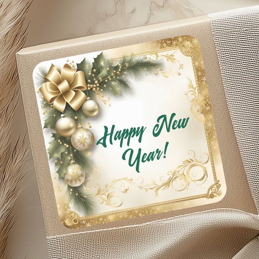 White Gold Holidays Vintage Vierkante Sticker