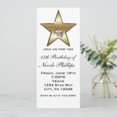 White & Gold Hollywood Star Retro Uitnodiging (Staand voorkant)