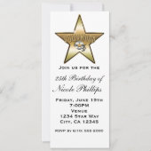 White & Gold Hollywood Star Retro Uitnodiging (Voorkant)