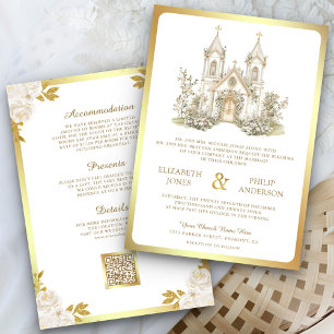 White Gold Katholieke Kerk All in One Trouwkaart Kaart