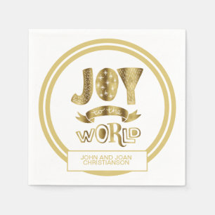 White Gold-kerst — Joy to World Family Name Servet