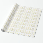 White Gold kerstbomen Pattern Modern Cadeaupapier (Uitgerold)