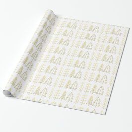 White Gold kerstbomen Pattern Modern Cadeaupapier