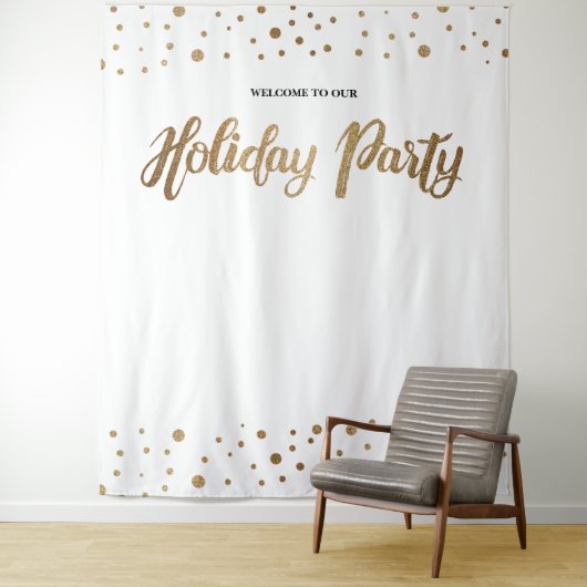 White Gold kerstcompany Holiday Backdrop Wandkleed (In situ)