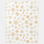White & Gold Kerstmis Snowflake Winter Fleece Deken (Voorkant)