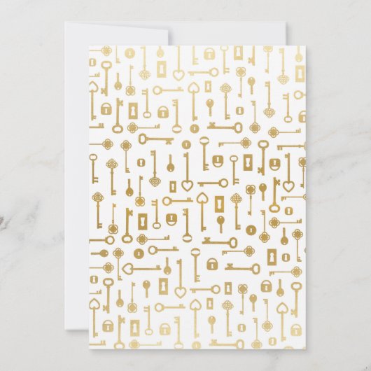 White Gold Key Locks Digital van Housewarming Part Kaart (Achterkant)