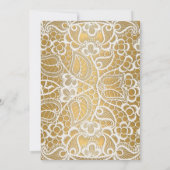 WHITE GOLD LACE GOLD TRIM ELEGANT BIRTHDAY KAART (Achterkant)