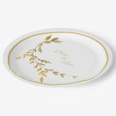 White Gold Leaf Elegant Name Script Weddenschap Papieren Bordje (Gekanteld)