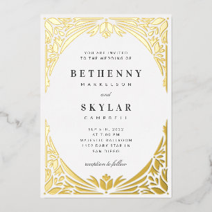White Gold Leaf Gilded Age Folie Invitation Folie Uitnodiging