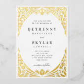 White Gold Leaf Gilded Age Folie Invitation Folie Uitnodiging (Voorkant)