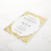 White Gold Leaf Gilded Age Folie Invitation Folie Uitnodiging (Gedraaid)