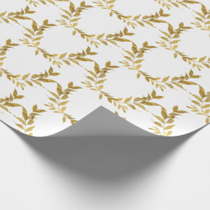 White Gold Leaf Monogram Elegant Chic Weddenschap Cadeaupapier