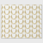 White Gold Leaf Monogram Elegant Chic Wedding Cadeaupapier (Vlak)
