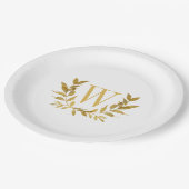 White Gold Leaf Monogram Elegant Chic Wedding Papieren Bordje (Gekanteld)