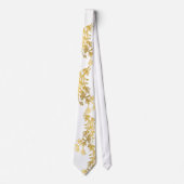 White Gold Leaf Stems Suit Necktie van mannen Stropdas (Voorkant)