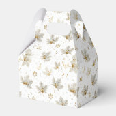 White Gold Leaves & Snowflakes Pattern Bedankdoosjes (Achterkant)