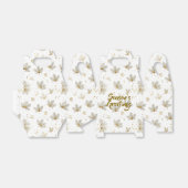 White Gold Leaves & Snowflakes Pattern Bedankdoosjes (Uitgevouwen)