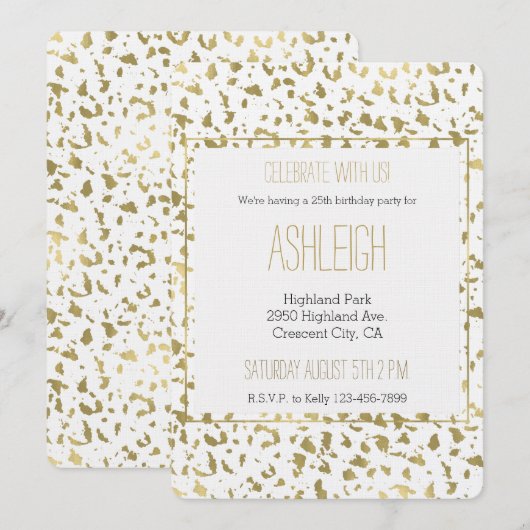 White Gold Leopard Animal verjaardag Kaart (Voorkant / Achterkant)