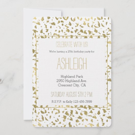 White Gold Leopard Animal verjaardag Kaart (Voorkant)