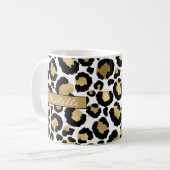 White & Gold Leopard persoonlijke koffie-Mok Koffiemok (Voorkant links)
