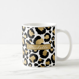 White & Gold Leopard persoonlijke koffie-Mok Koffiemok