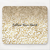 White Gold Leopard Print Glitter spargel Muismat (Voorkant)