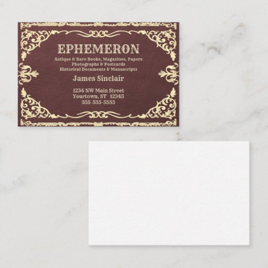 White Gold Lijst op Donkere lederen textuur Visitekaartje (Voorkant / Achterkant)