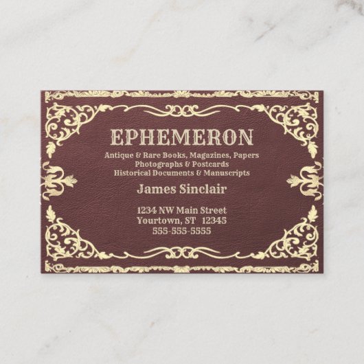 White Gold Lijst op Donkere lederen textuur Visitekaartje (Voorkant)