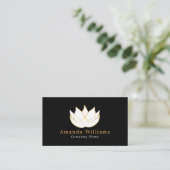 White & Gold Lotus Flower, Floral Visitekaartje (Staand voorkant)