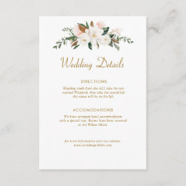 white & gold magnolia floral bruiloft - kaart